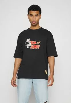 YOURTURN UNISEX TOM & JERRY TEE - T-shirt Con Stampa - Black
