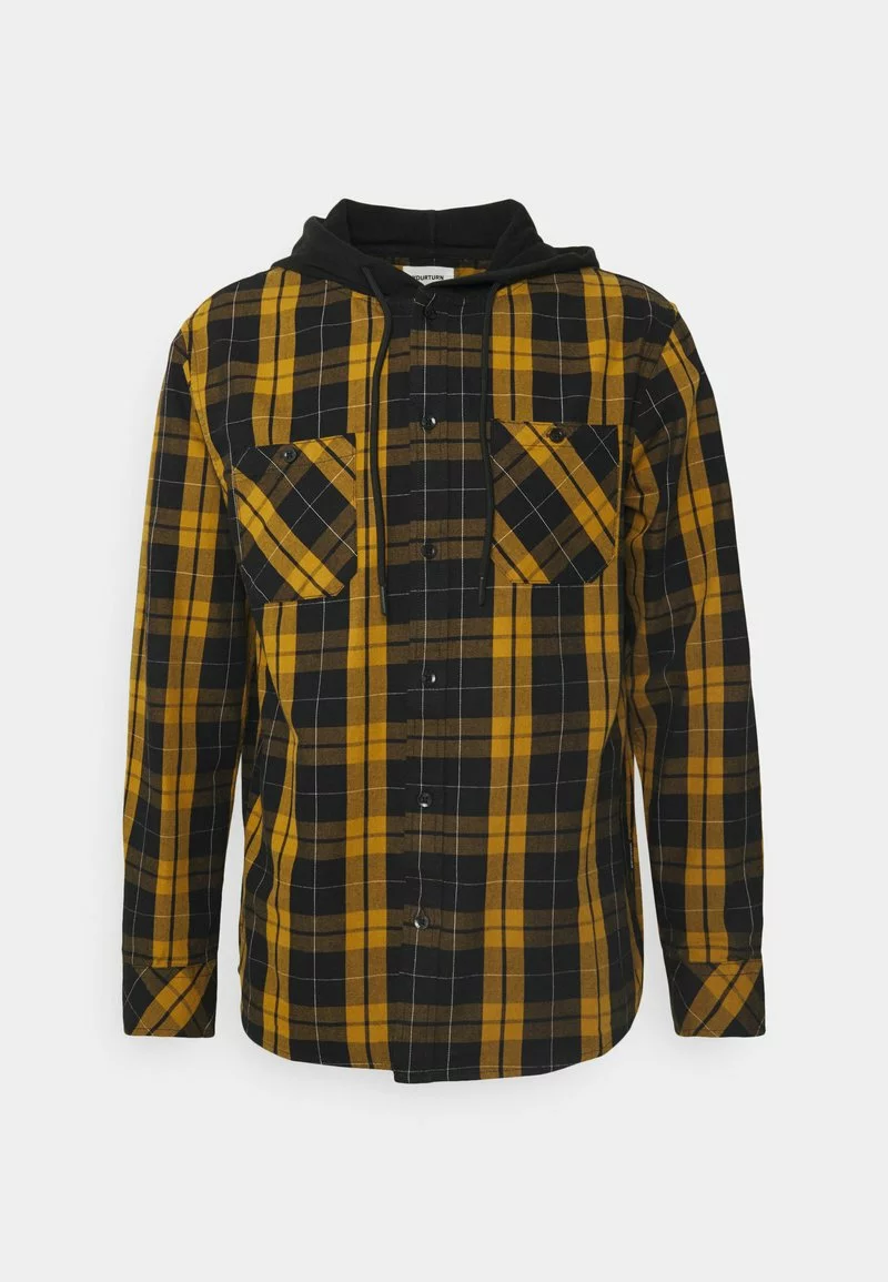 YOURTURN UNISEX CHECK WITH HOOD - Camicia - Black/yellow 3 YOURTURN UNISEX CHECK WITH HOOD - Camicia - Black/yellow