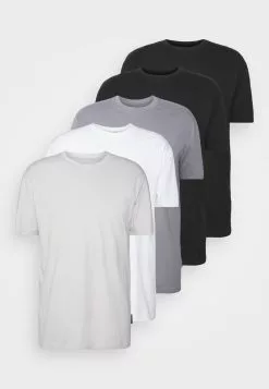 YOURTURN 5 PACK UNISEX - T-shirt Basic - Black/white/dark Grey