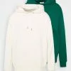 YOURTURN UNISEX 2 PACK - Felpa Con Cappuccio - Off-white/green