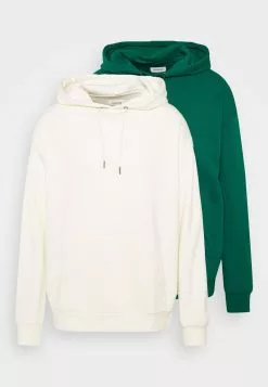 YOURTURN UNISEX 2 PACK - Felpa Con Cappuccio - Off-white/green