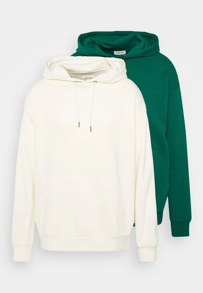 YOURTURN UNISEX 2 PACK - Felpa Con Cappuccio - Off-white/green 3 YOURTURN UNISEX 2 PACK - Felpa Con Cappuccio - Off-white/green
