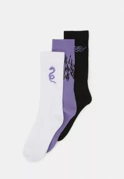 YOURTURN 3 PACK - Calze - Black/purple /off-white, Uomo